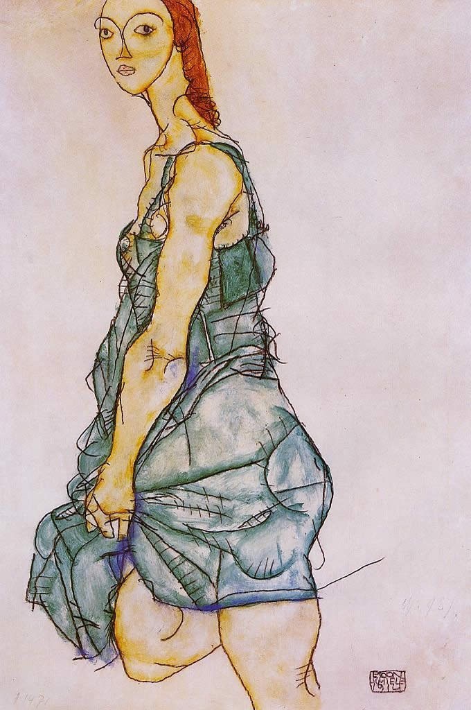 Egon Schiele Standing Woman in a Green Skirt